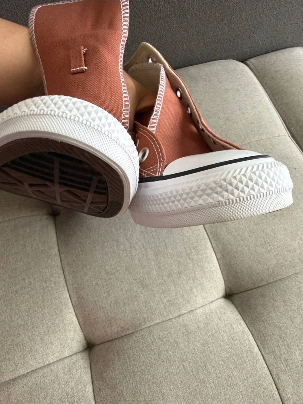 Converse High-Top Canvas Sneakers in Rust Orange -